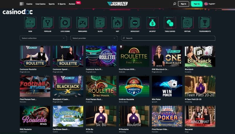 jeux de table casinozer