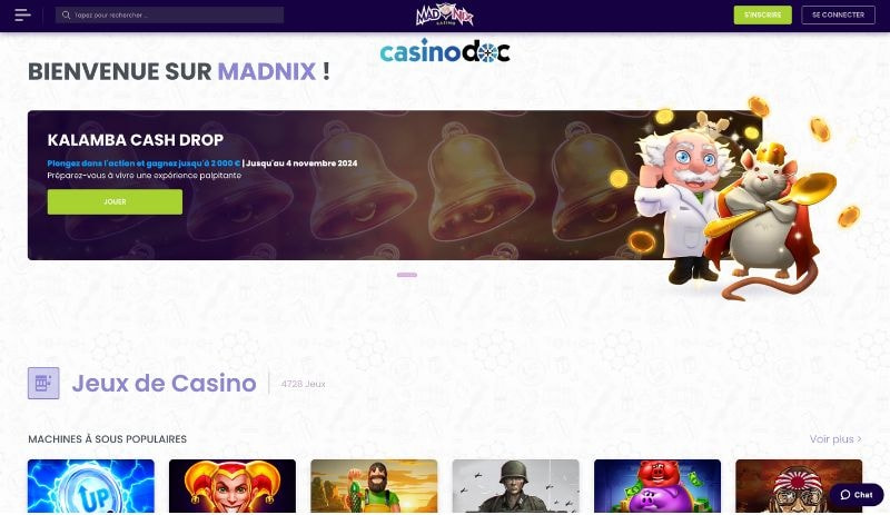 accueil madnix casino