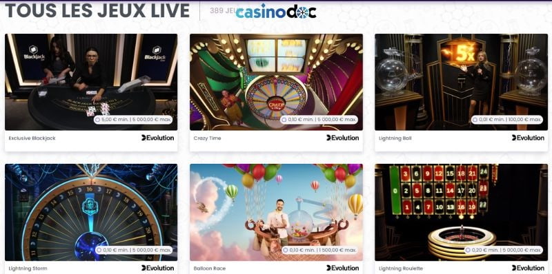 jeux live madnix casino
