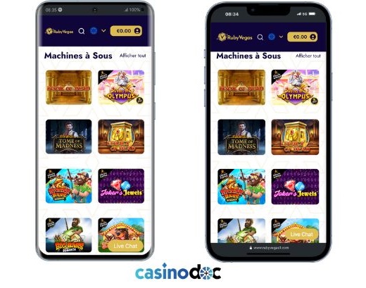 ruby vegas sur mobiles