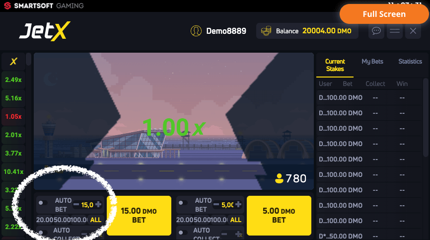 Paramétrer les mises sur Jetx