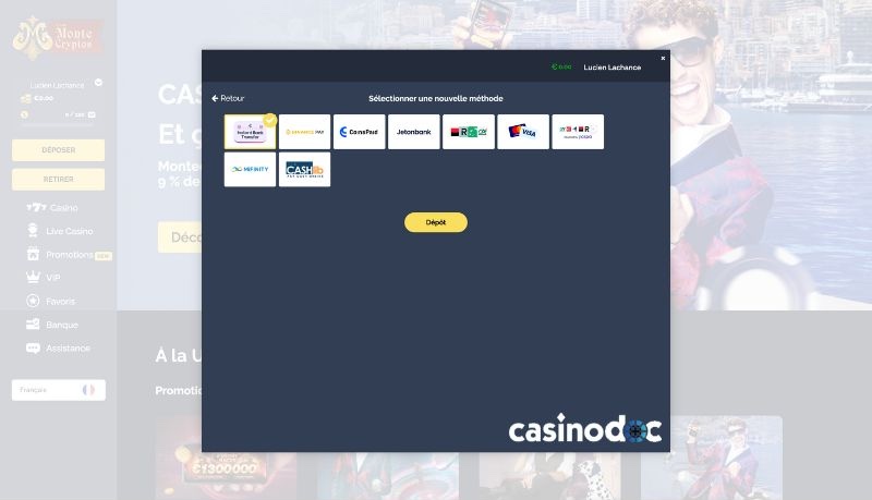 dépôt montecryptos casino