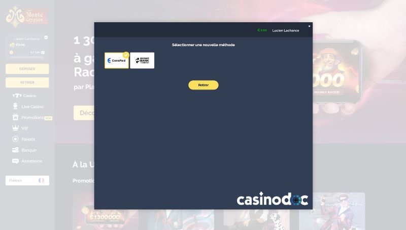 retrait montecryptos casino