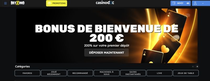 bonus de bienvenue Betzino