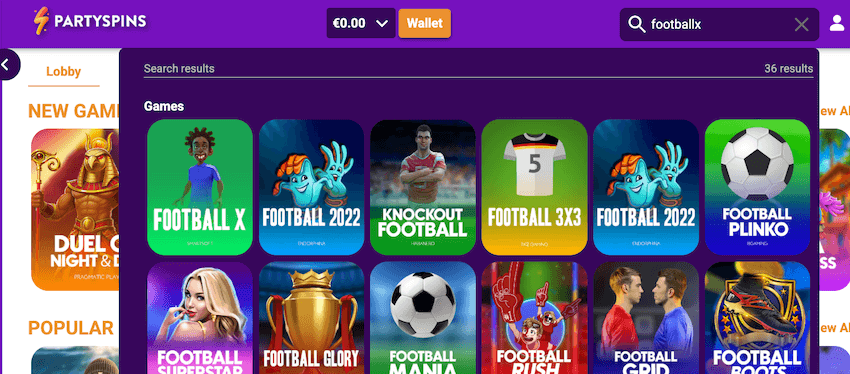 Rechercher footballx sur PartySpins