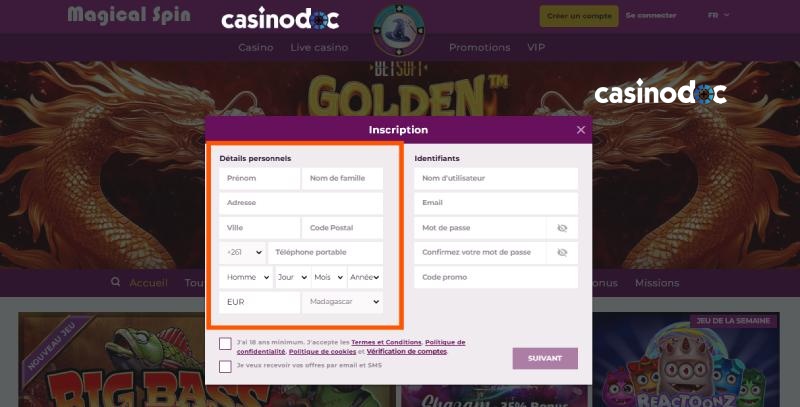 Inscription Magical Spin Casino 2