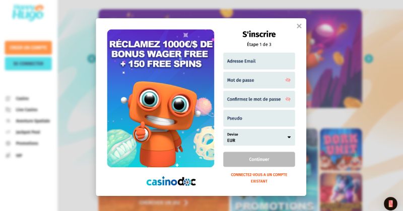 Inscription Happy Hugo Casino 2