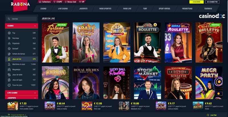jeux live rabona casino