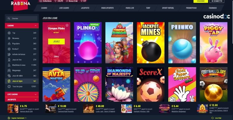 mini jeux rabona casino