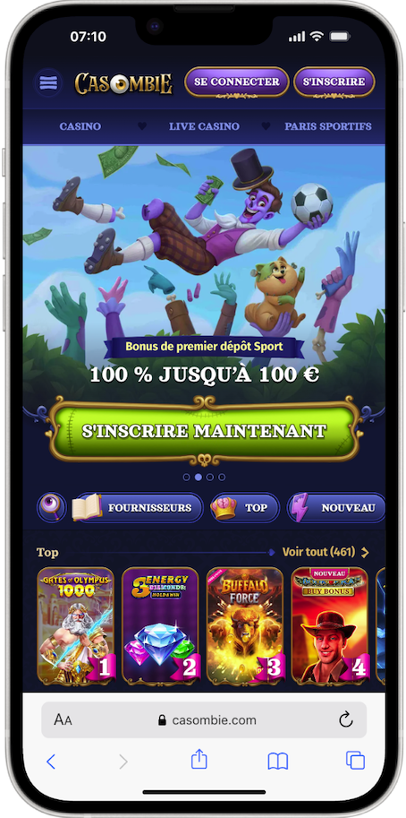 interface mobile casombie casino