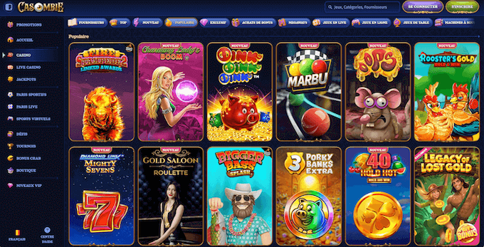 jeux disponibles sur casombie casino