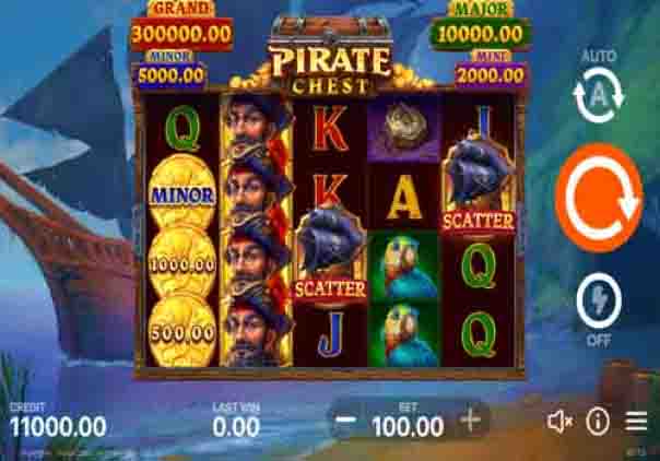 Pirate chest gold and win interface game