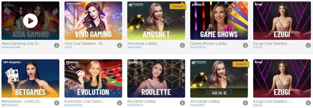 jeux de table et live casino wolfy casino