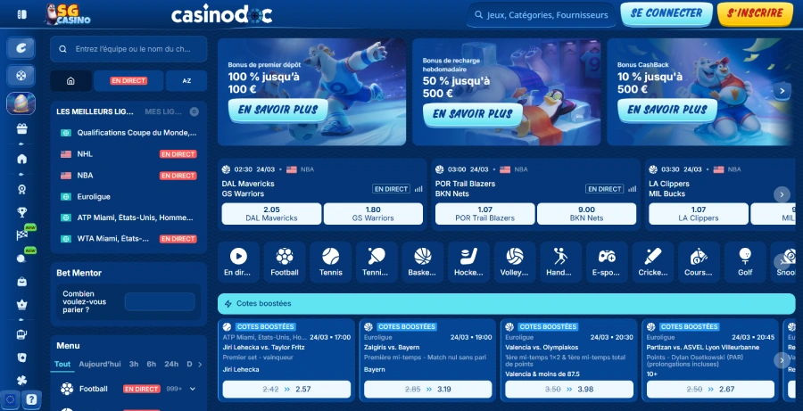section paris sportifs sur sg casino