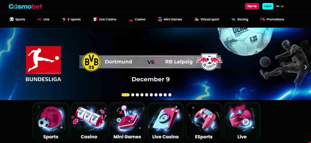 interface cosmobet casino
