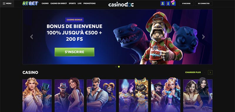 écran d'accueil RTBet