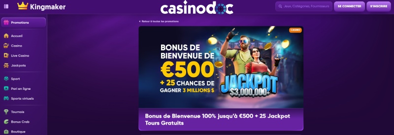 Bonus de bienvenue Kingmaker