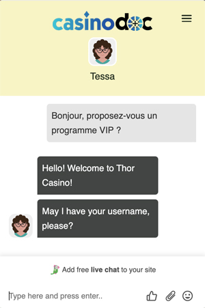 service client de thor casino