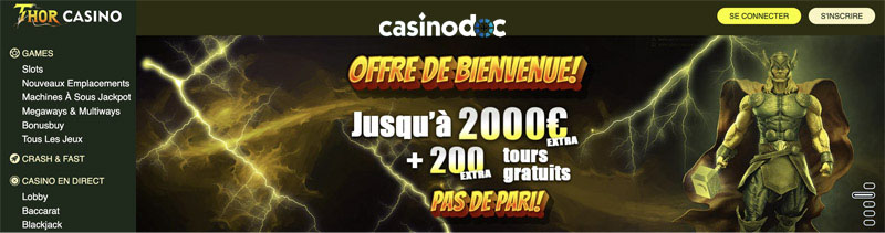 bonus bienvenue thor casino