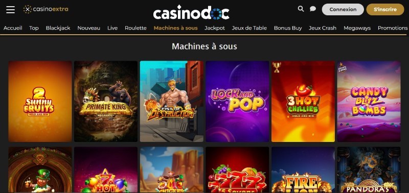 Les jeux de machines a sous sur Casino Extra