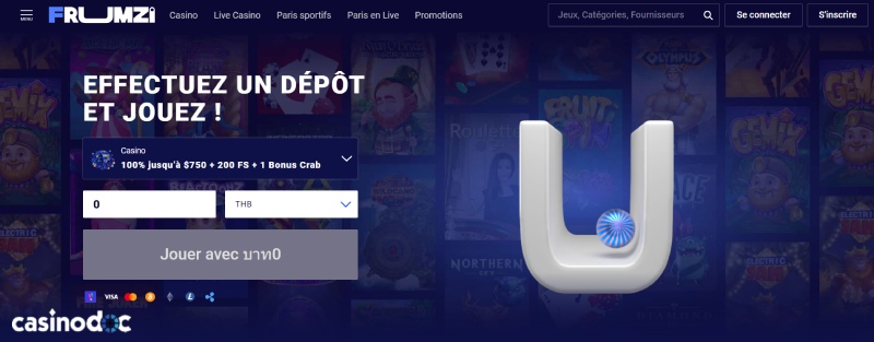 Page d'accueil Frumzi Casino