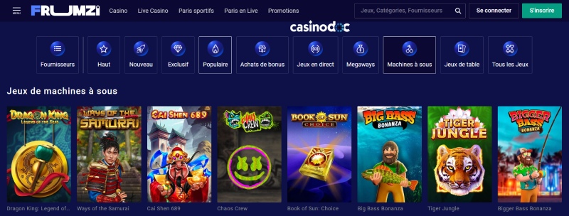 Machines à sous Frumzi Casino
