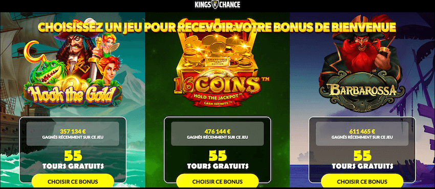 bonus sans dépôt exclusif kings chance