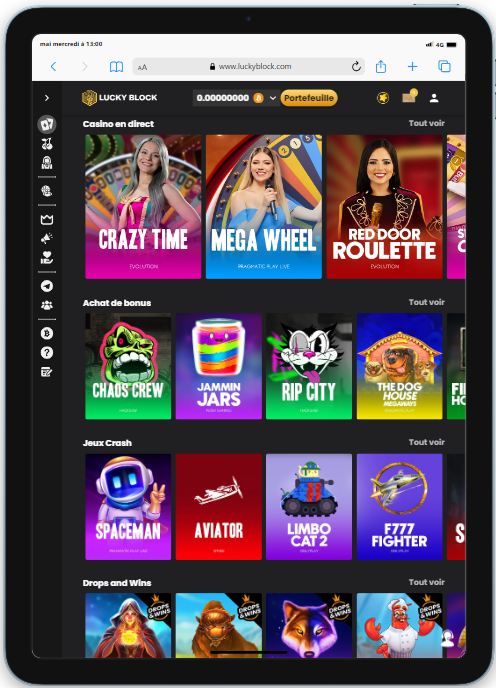 Interface iOs LuckyBlock