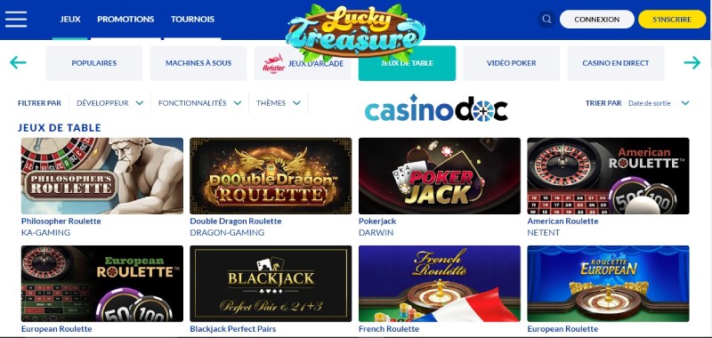 Table Games on Lucky Treasure Casino
