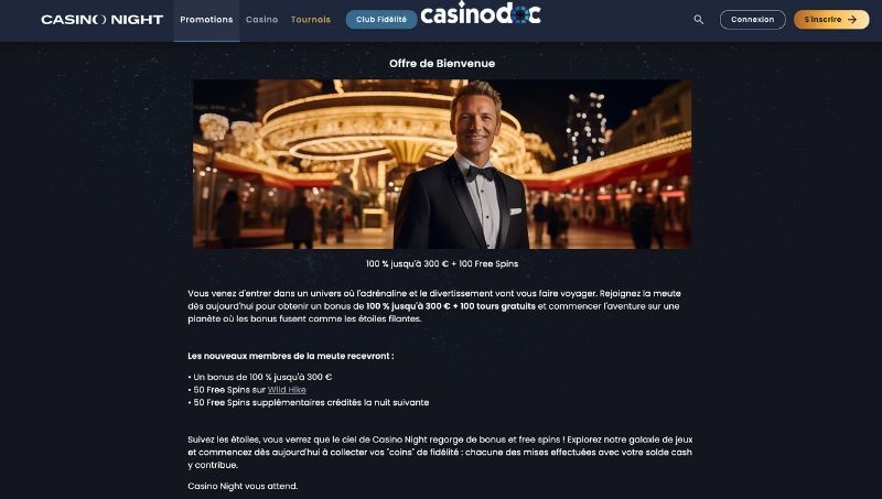 bonus de bienvenue casino night