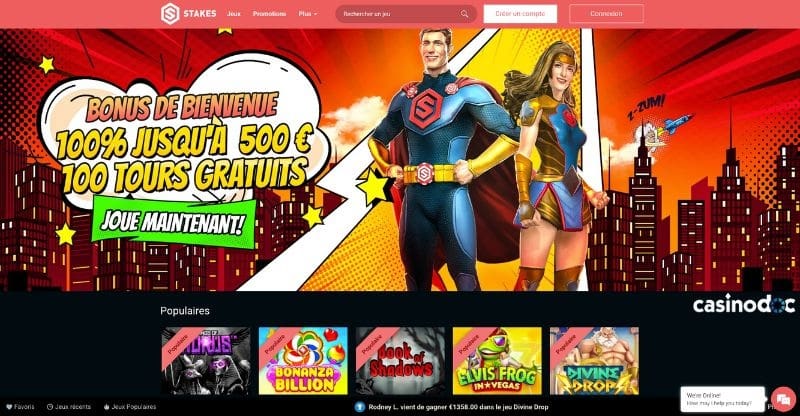 page d'accueil stakes casino