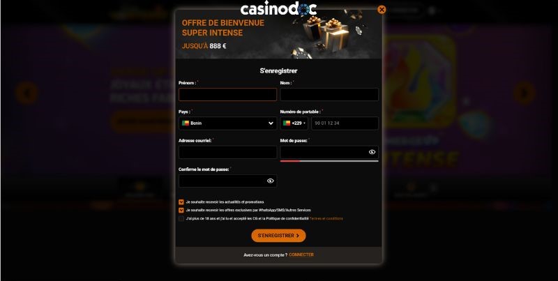 inscription casino intense