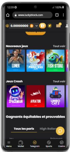 Interface Android LuckyBlock