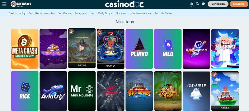 mini jeux sur le casino Alexander