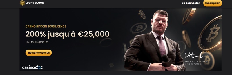 Page d'accueil Lucky Block Casino