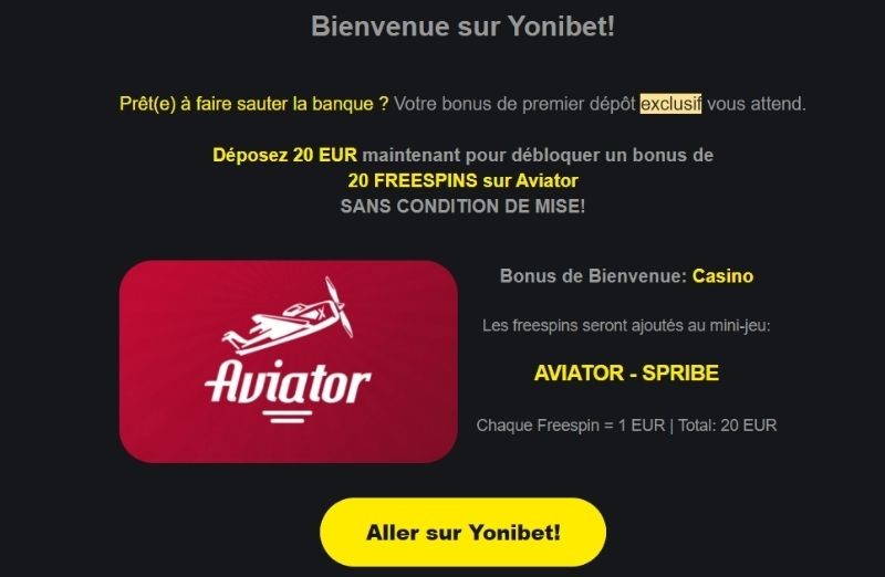 bonus de bienvenue yonibet