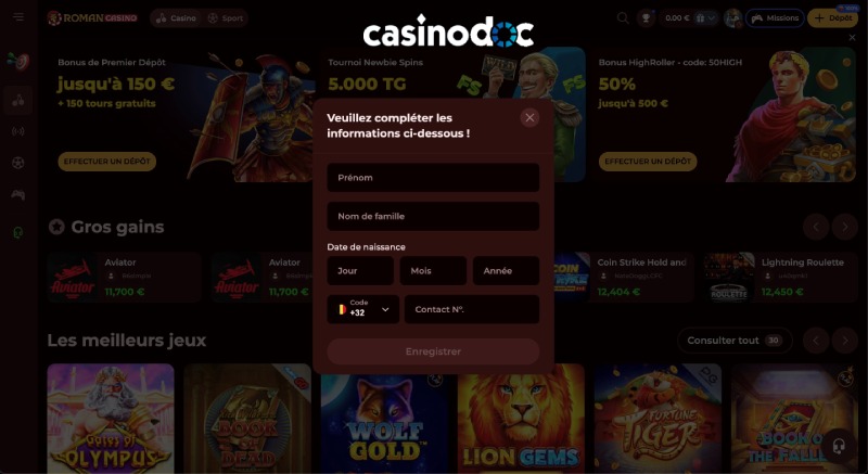 Ajout d'informations complémentaires Roman Casino