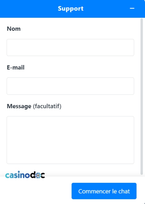 Chat avec le support sur Azur Casino