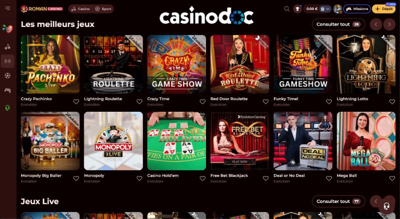Jeux Live Roman Casino