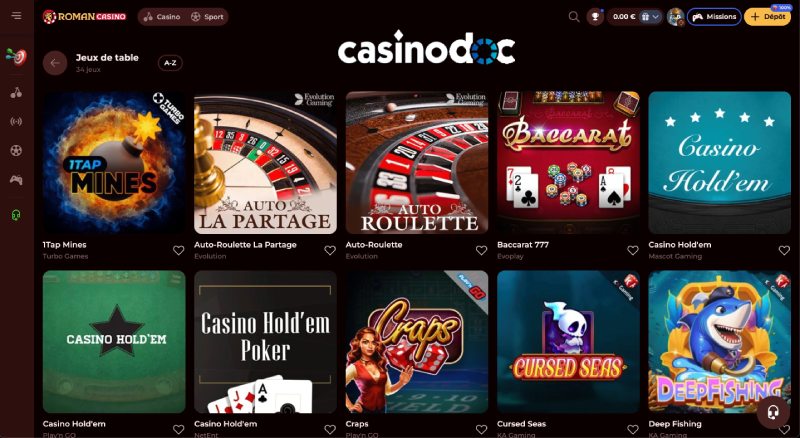 Jeux de Table Roman Casino