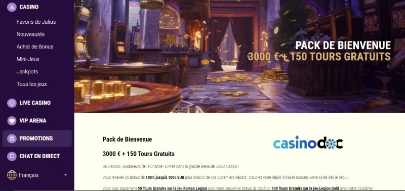 Welcome Bonus Julius Casino