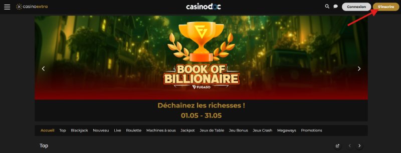 Inscription étape 1 Casino Extra