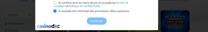 Inscription étape 3 Azur Casino