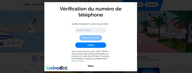 Inscription étape 4 Azur Casino