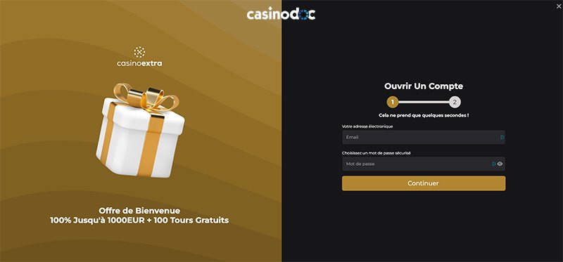 Inscription étape 2 Casino Extra