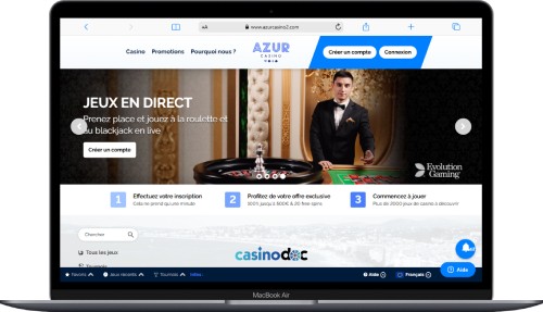 Version ordinateur Azur Casino
