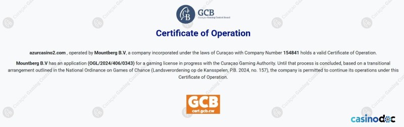 La licence Azur Casino