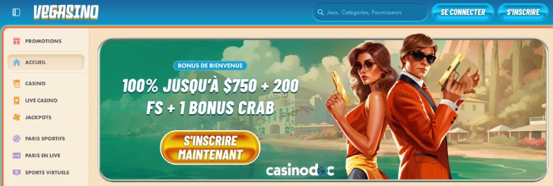 Bonus de Bienvenue sur Vegasino