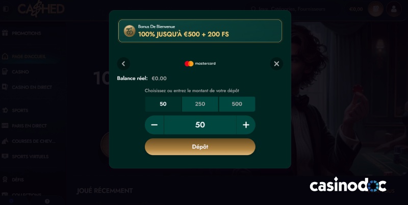 Dépôt Mastercard sur casino en ligne