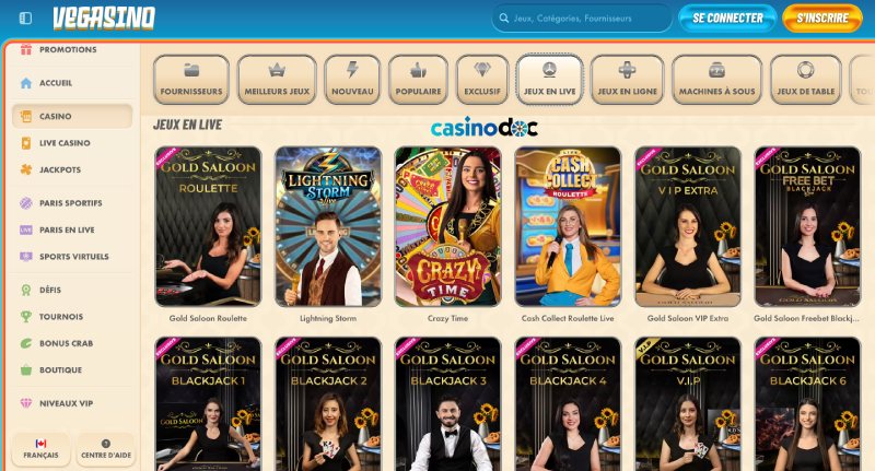 Live games Vegasino